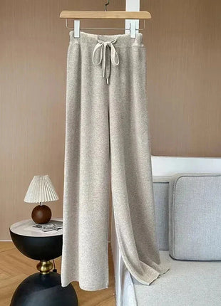 Bxoxo Autumn Casual Wide Leg Pants for Women High Waist Drawstring Soft Warm All Match Pants Korean Solid Simple Straight Trousers New Suli Store