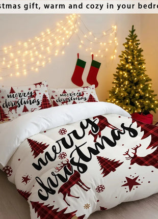Merry Christmas Reindeer Print Duvet Set Firefly Home Store