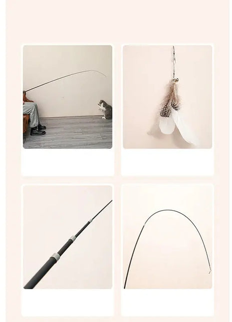 Extended telescopic cat stick 1.8m extra long fishing rod resistant to scratching feather cat toys to relieve boredom Dropshipman