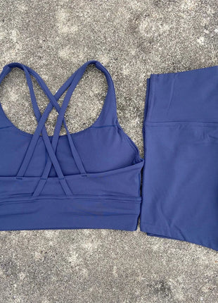 2 Piece Cross Back Bra Top High Waist Shor Shop1104290027 Store