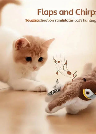 Interactive Cat Toy Flapping Bird with Catnip Rechargeable Simulation Bird Cat Toys Touch Activated Fluffy Plush Toys for Cats Dropshipman