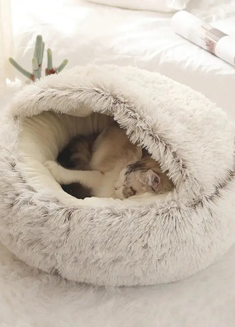 Soft Plush Pet Bed with Cover Round Cat Bed Pet Mattress Warm   Cat Dog  Sleeping Nest Cave for Small Dogs kitten Dropshipman
