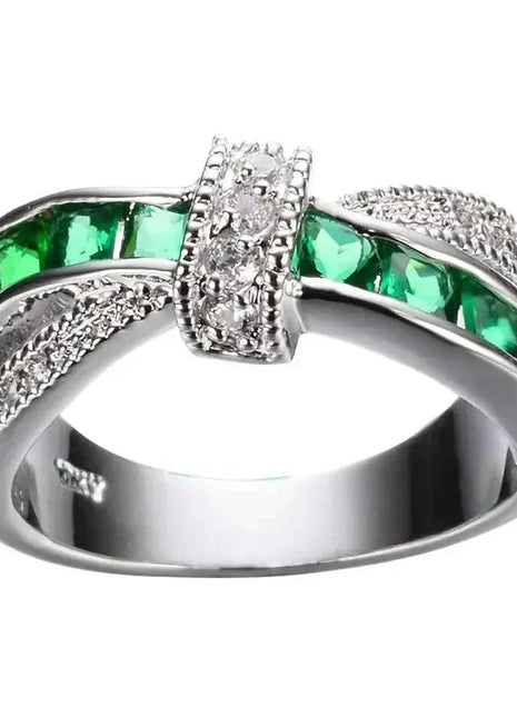 Silver Cross Plated Crystal Wedding Ring for Women kinel Official Store