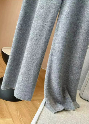 Bxoxo Autumn Casual Wide Leg Pants for Women High Waist Drawstring Soft Warm All Match Pants Korean Solid Simple Straight Trousers New Suli Store