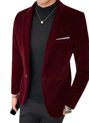 Spring Velvet Men's Wedding Blazer - Fashion Casual Suit Shop1102840275 Store