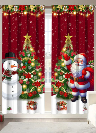 2pcs Christmas Curtain Merry Christmas Decoration for Home 2025 Xmas Curtain Window Ornaments Navidad Natal New Year Gift 2026