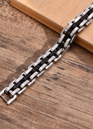 Gents Bracelet for Men Two Tone Stainless Steel Bracelets mprainbow Official Store