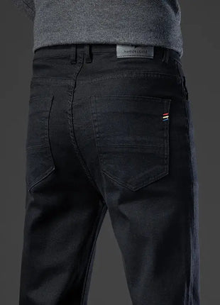 Wthinlee New Business Men's Jeans Casual Straight Stretch Fashion Classic Blue Black Work Denim Trousers Male Brand Clothing Men Clothes Store
