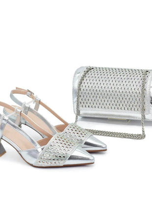 New Design Nigerian Wedding Matching Shoe and Bag Decorated with Rhinestone Wedding Shoes and Bags Set for Women Italian 2025 Italian trend store