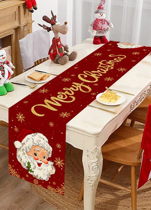 Santa Claus Christmas Table Runner Christmas Decorations For Home 2025 Xmas Table Flag Navidad Noel Gifts New Year Tablecloth