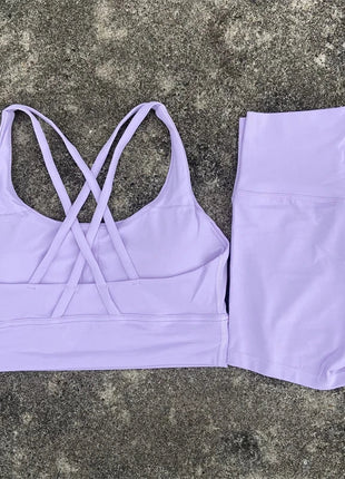 2 Piece Cross Back Bra Top High Waist Shor Shop1104290027 Store