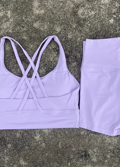 2 Piece Cross Back Bra Top High Waist Shor Shop1104290027 Store