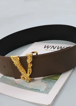Wide V-Shaped Gold Waist Belt – Chic & Versatile Fashion Accessory™ Romance Jewelry Store