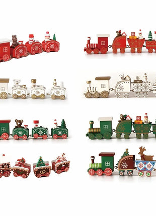 Christmas Wood Train Decoration,Christmas Ornaments With Moving Train,Home Noel,Happy New Year 2025 Gifts Party Wonders Store