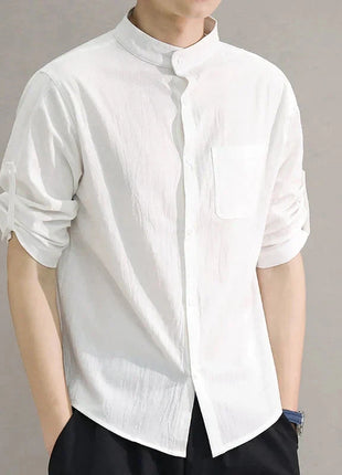 Men's Stand Collar Shirt – Mid-Length Sleeves Lincici Store