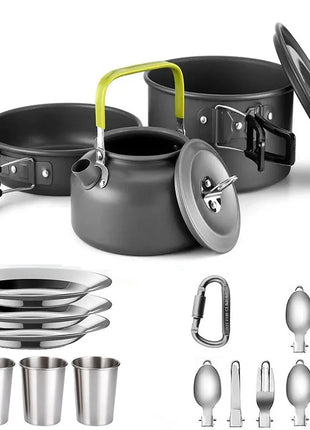 Camping Cooking Set - Outdoor Cookware & Picnic Tableware | Non-Stick Pots & Teapot Stone's Store