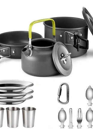 Camping Cooking Set - Outdoor Cookware & Picnic Tableware | Non-Stick Pots & Teapot Stone's Store