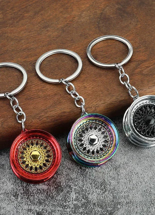 Creative Gear Head Keychain Speed Gearbox Keyring for Car Key Turbo Hub Brake Disc Pendant Shock Absorber Keys Holder Chain Ring