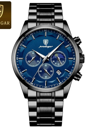 POEDAGAR Men Quartz Watch Luxury Sports Waterproof Chronograph Luminous Date Man Wristwatch Business Leather Men's Watches Clock Stone's Store