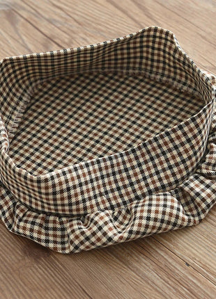 Girls' Round Neck Top & Plaid Set Small lovely world