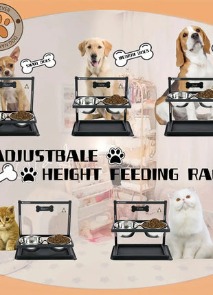 Adjustable Elevated Dog Bowl Raised Dog Bowl Rack for Large and Medium Dogs Dog Bowls Are Elevated with Two Dog Food Bowls Dropshipman