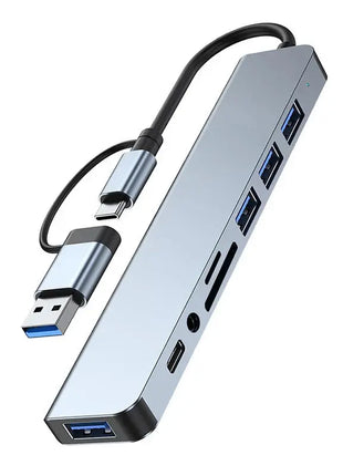 8 in 2 USB +Type C HUB Docking Station with 3.5mm Audio Jack Adapter Micro SD Card Reader Laptop Tablet Phone Disk Converter Wisdom Interest Store