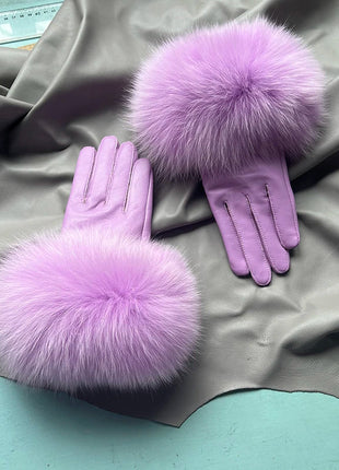 Women's Genuine Sheepskin Leather Gloves Warmth way Store