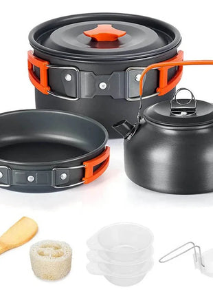 Camping Cooking Set - Outdoor Cookware & Picnic Tableware | Non-Stick Pots & Teapot Stone's Store