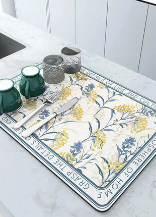 Super Absorbent Large Kitchen Absorbent Mat Antiskid Draining Coffee Dish Drying Mat Quick Dry Bathroom Drain Pad Tableware Mat E-Goods Store