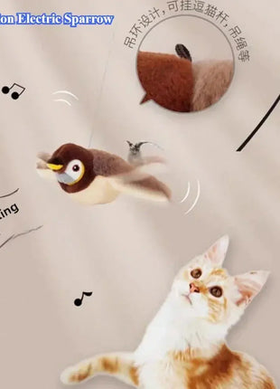 Flying Bird Cat Toy Interactive Cat Toys Rechargeable Chirping Flapping Bird(no Flying) Can Add Catnip Touch Activated Plush Toy Dropshipman