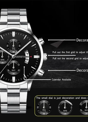 Fashion Men's Watch Luxury Silver Stainless Steel Men Watches Store