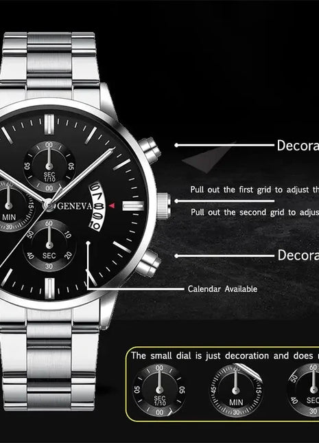 Fashion Men's Watch Luxury Silver Stainless Steel Men Watches Store