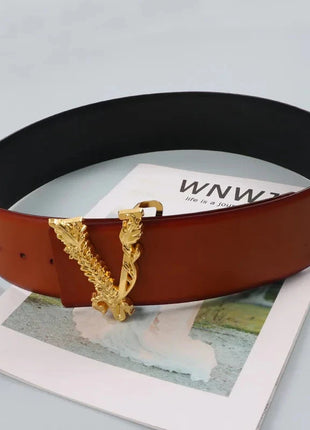Wide V-Shaped Gold Waist Belt – Chic & Versatile Fashion Accessory™ Romance Jewelry Store
