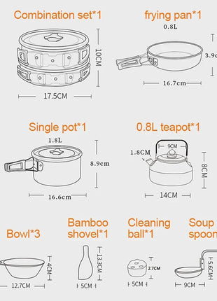 Camping Cooking Set - Outdoor Cookware & Picnic Tableware | Non-Stick Pots & Teapot Stone's Store
