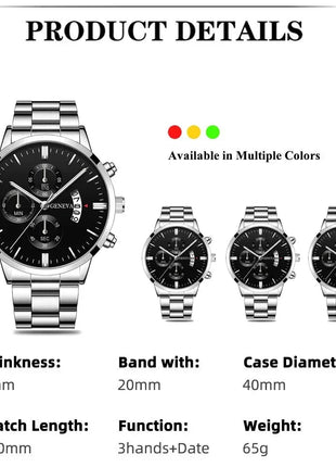 Fashion Men's Watch Luxury Silver Stainless Steel Men Watches Store