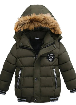2025 Winter Children Warm Clothing Boys Down Jacket Baby Polyester Fiber Hooded Coat Thicken Outerwear Kids Solid Color Parka Shop1103725985 Store