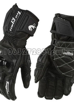 Leather Motorcycle Gloves Black White Red Racing Genuine Leather Motorbike Road Racing Team Glove Summer Winter Rider Gloves AHT Automobiles And Motorcycles Store