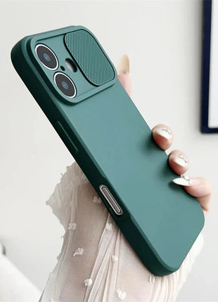Slide Camera Lens Protection Soft Silicone Case For iPhone 16 15 14 Plus 13 12 11 Pro X XS XR Max 8 7 SE Shockproof Bumper Cover Balsam Digital Store
