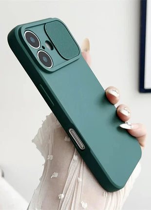 Slide Camera Lens Protection Soft Silicone Case For iPhone 16 15 14 Plus 13 12 11 Pro X XS XR Max 8 7 SE Shockproof Bumper Cover Balsam Digital Store