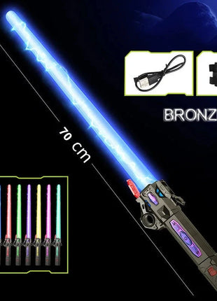 Children Colorful Glowing Sword Toys Telescopic Music Laser Sword 2-in-1 Rotating Decompression Toy Light Sword Kids Adult Toys Shop MEIZIYU Store