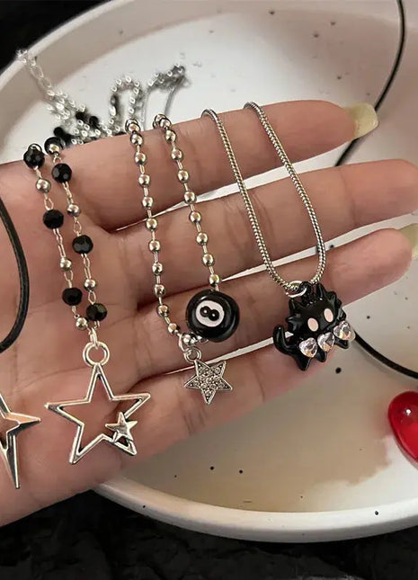 Vintage Fashion Leather rope Star Pendant Necklace For Women Men Antique Silver Color Jewelry Accessories Y2k Aesthetic yang yang li