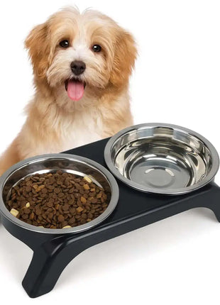 Elevated Pet Bowl with Two Stainless Steel Bowls—Perfect for Small and Medium-Sized Dogs and Cats Dropshipman