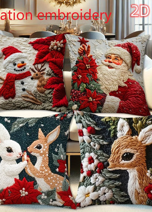 1pcs 2D Christmas Pillow Cover Xmas Party Decoration 2025 Xmas Holiday Santa Claus Pillow Cover Navidad Natal New Year Gift 2026