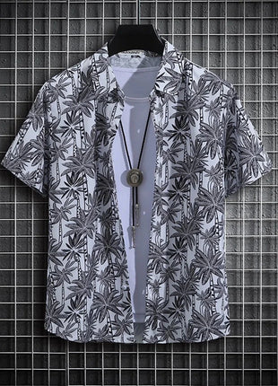 Stripe Men's Shirt Flower 3d Print Shirt Casual Short-sleeved Tops Beach Party Shirts Man Hawaiian Shirt Male Clothes Loose Super Shirt Store