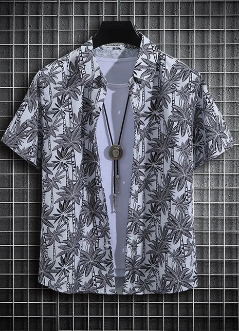 Stripe Men's Shirt Flower 3d Print Shirt Casual Short-sleeved Tops Beach Party Shirts Man Hawaiian Shirt Male Clothes Loose Super Shirt Store