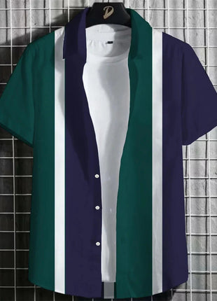 Stripe Men's Shirt Flower 3d Print Shirt Casual Short-sleeved Tops Beach Party Shirts Man Hawaiian Shirt Male Clothes Loose Super Shirt Store