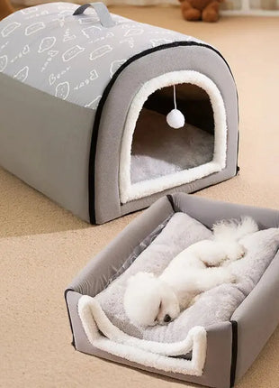 Warm Dog House Detachable Pet Sleeping Bed for Small Medium Dogs Cats Soft Non-slip Dog Kennel Puppy Kitten Nest Pet Supplies Dropshipman