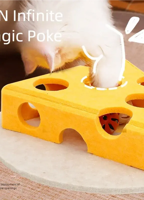 Felt Cat Puzzle Toy Hollow Interactive Teasing Box With Ball Dropshipman