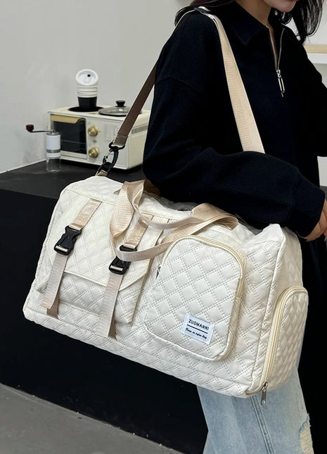 Durable Nylon Travel Duffle Bag, Portable Sports Gym Bag for Overnight Trips Shoulder Duffel Training Bag, Spacious Argyle