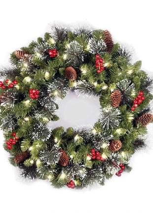 20-60cm LED Christmas Pinecone Wreath with Red Berries Artificial Xmas Wreath New Year Party DIY Decoration Add Christmas Vibe Shop1102906561MM1 Store